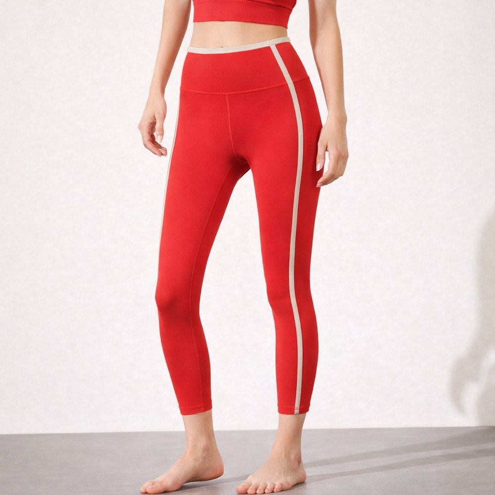 Athleta Elation Ultra High-Rise 7/8 Leggings Red with Gray Trim Size XS